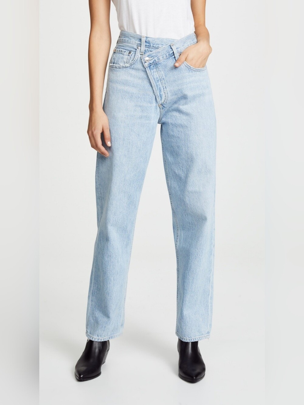 Agolde Criss Cross Upsized Light Blue High-Rise Straight Jeans Size 26